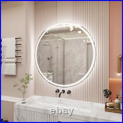LED Round Bathroom Vanity Mirror Lights, 28 Dimmable Circle Makeup 3 Color