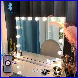 Large Vanity Mirror with Lights and Bluetooth Speaker Lighted Makeup 22.8x18.1