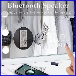 Large Vanity Mirror with Lights and Bluetooth Speaker Lighted Makeup 22.8x18.1