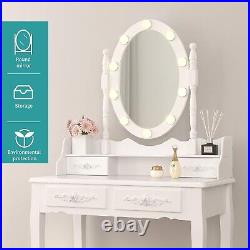 Makeup Dressing Table Vanity Set With Mirror 10 Led Lights for Girls Xmas Gifts