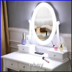 Makeup Dressing Table Vanity Set With Mirror 10 Led Lights for Girls Xmas Gifts