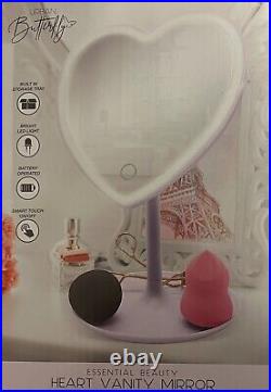 Makeup Mirror Light up Vanity Mirror Led Heart Mirror Touch On/Off Base Tray