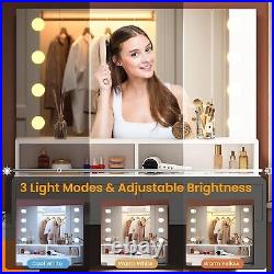 Makeup Vanity Desk with Mirror & Lights, Vanity Table with 3 Drawers LED Dresser