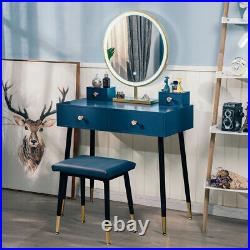 Makeup Vanity Set Dressing Table Desk with Stool LED Lighted Mirror Drawers