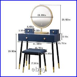 Makeup Vanity Set Dressing Table Desk with Stool LED Lighted Mirror Drawers