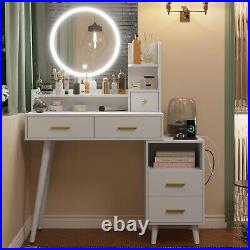 Makeup Vanity with Lights&Charging Station Vanity Table with Touch Screen Mirror