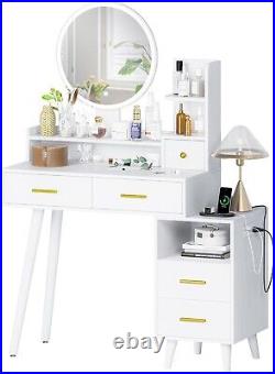 Makeup Vanity with Lights&Charging Station Vanity Table with Touch Screen Mirror