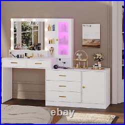Makeup Vanity with Lights Large Vanity Table Set with Drawer Dresser & Cabinets