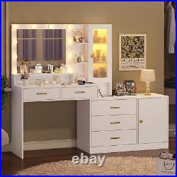 Makeup Vanity with Lights Large Vanity Table Set with Drawer Dresser & Cabinets