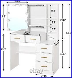 Makeup Vanity with Lights and Sliding Mirror Vanity Table with Charging Station