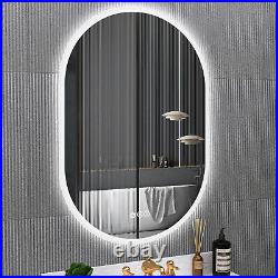 Oval LED Bathroom Lighted Mirror Anti-fog Dimmable Touch Switch Vanity Mirror