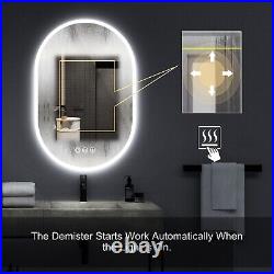Oval LED Bathroom Lighted Mirror Anti-fog Dimmable Touch Switch Vanity Mirror