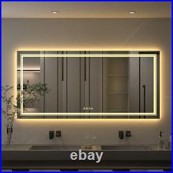 RGB LED Bathroom Mirror with Lights Vanity Wall Mirrors Dimmable Smart Anti-Fog