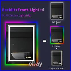 RGB Led Bathroom Mirror 24x32 Dimmable Lighted Vanity Wall Mirror with Lights
