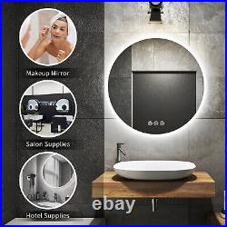 Round LED Bathroom Lighted Mirror with Bluetooth Anti-fog Touch Switch Vanity