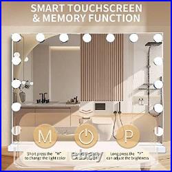 SLIMOON Hollywood Vanity Mirror with Lights 15 Dimmable LED Bulbs 3 Color Lig