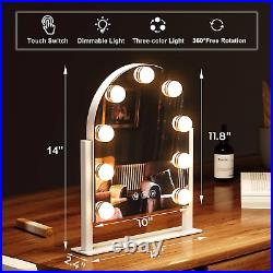 SVIOBY Vanity Mirror with Lights, 14''X12'' Arched Hollywood Makeup Mirror with