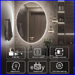 Ultra Bright Oval LED Bathroom Mirror Anti-Fog Dimmable Lighted Vanity Mirror