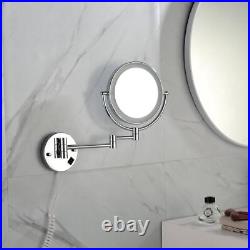 Unbranded Makeup Mirror 8W x 8H Round In Chrome with Extension Arm + LED Lights