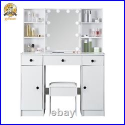 Vanity Desk Makeup Dressing Table With Mirror 10 LED Lights &2 Large Drawers NEW