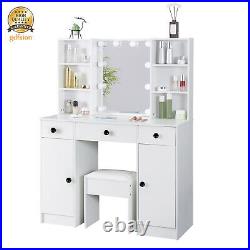 Vanity Desk Makeup Dressing Table With Mirror 10 LED Lights &2 Large Drawers NEW