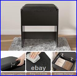 Vanity Desk with Mirror & Lights Vanity Table with Cushioned Stool, Makeup Desk