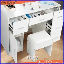 Vanity Desk with Mirror and Lights Vanity Makeup Desk with Drawers & Cabinet
