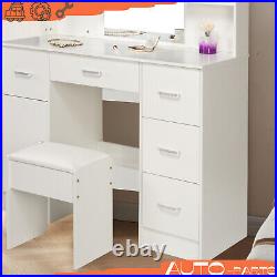 Vanity Desk with Mirror and Lights Vanity Makeup Desk with Drawers & Cabinet