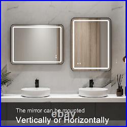 Vanity LED Lighted Anti Fog Bathroom Wall Mounted Makeup Mirror Touch & Voice