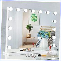 Vanity Mirror Makeup Mirror with Lights, Hollywood Vanity W22.8xH17.5in. White