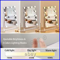 Vanity Mirror with 12 Dimmable Bulbs Lights, Three Color Lighting Modes, and 5X