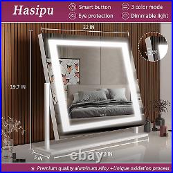 Vanity Mirror with Lights, 24.2 X 19.7 LED Makeup Mirror, Light up Mirror with