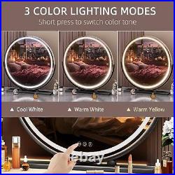 Vanity Mirror with Lights, 24 LED Makeup 24 x 24 Black Round New Led