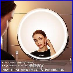 Vanity Mirror with Lights, 24 LED Makeup 24 x 24 Black Round New Led