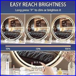 Vanity Mirror with Lights, 24 LED Makeup Mirror, 24 x 24 White Round Led