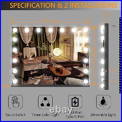 Vanity Mirror with Lights, 31.5 X 23.6 Hollywood Mirror, Makeup Mirror with 17