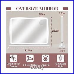 Vanity Mirror with Lights, 32 x 22 Large Lighted Vanity Mirror with Dimmabl