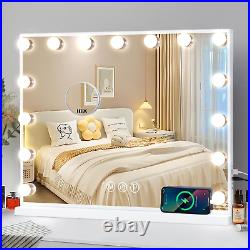Vanity Mirror with Lights, Hollywood Mirror with 15 Dimmable Bulbs and USB Charg