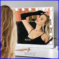 Vanity Mirror with Lights, Hollywood Mirror with 15 Dimmable Bulbs and USB Charg