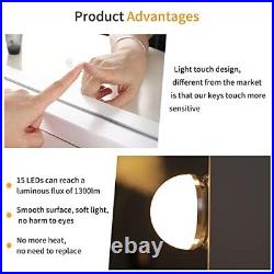 Vanity Mirror with Lights, Makeup Mirror with Anti-Slip Base 15 Dimmable LED