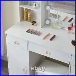 Vanity Set Makeup Mirror Dressing Dresser Desk Drawers Cabinets with Led Lights