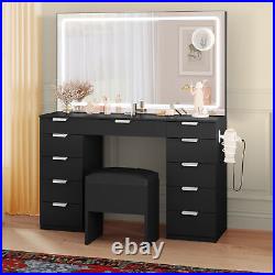 Vanity Set Makeup Table with Large LED Lighted Mirror & 11 Drawers Bedroom NEW