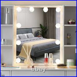 Vanity Set with 3 Lights Modes LED Lighted Mirror Bedroom Makeup Dressing Table US