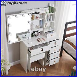 Vanity Set with LED Lighted Mirror Makeup Dressing Dresser Desk Table With Stool