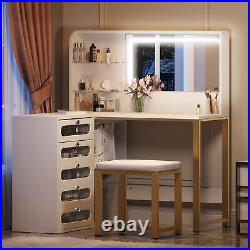 Vanity Set with LED Lighted Mirror Makeup Dressing Table Dresser Desk with Stool