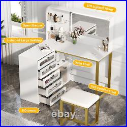 Vanity Set with LED Lighted Mirror Makeup Dressing Table Dresser Desk with Stool
