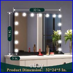 Vanity Table Mirror with Lights Temperatures Output USB-A/C 3 Color Time Module