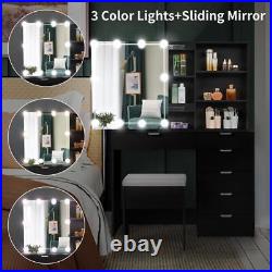 Vanity Table Set 10 LED Mirror Makeup Cabinet with 6 Drawer Storage Dresser Desk