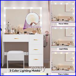 Vanity Table Set Makeup Dressing Desk with Stool 11 LED Lighted Sliding Mirror NEW