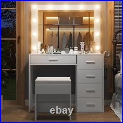 Vanity set Vanity Desk & Power Outl, Makeup Vanity with Mirror and 11 LED Lights